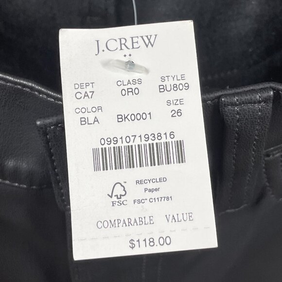 NEW J Crew Pants Womens 26 black faux leather straight leg preppy moto - Picture 5 of 9